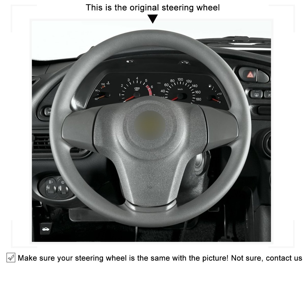 Loncky Auto Custom Fit OEM Black Genuine Leather Black Suede Steering